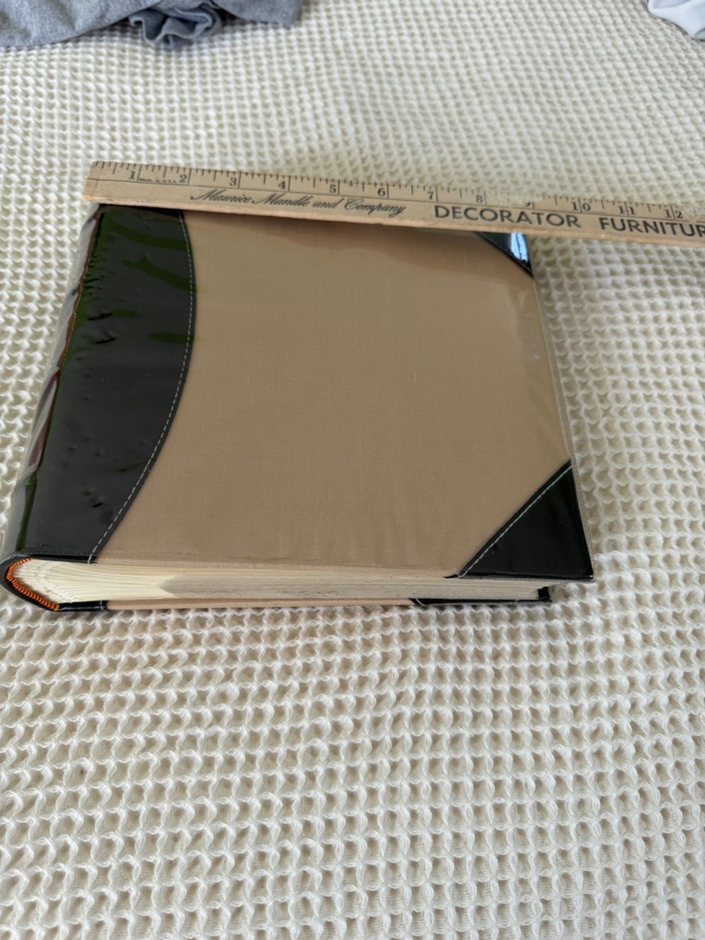 Burnes Of Boston Tan Cover Photo Album with Black Corner Accents